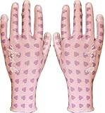 g-style 【ガーデニング用手袋】 PUキュート (リーフ柄) ピンク S 10双セット