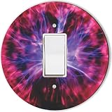Rikki Knight RND-LSPROCK-111 Plasma Ball Electrifying Round Single Rocker Light Switch Plate [並行輸入品]