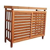 SINAPP エアコン 日よけ 室外機カバー 庭 木製 逆ルーバー ガーデン SIK2149 ライトブラウン