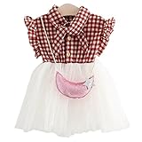 YY-Natuhi ベビー服 子供服 女の子 ワンピース ドレス チェック柄 フレア袖 春夏 チュールワンピース 可愛い 新生児 女児 キッズ カジュアル 袖なし スカート 赤ちゃん 七五三 通園 通