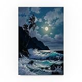 波under the moon 2 by Anthony Casay、30 x 47-inchキャンバス壁アート