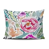 salleingカスタムファッションホーム装飾枕カバーカラフルなトロピカル水彩花柄正方形枕カバークッションケース1つ両面印刷 12"x18"