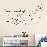 bibitimeブラックWatering Growing Grass壁デカールことわざ引用符Have A Nice Dayビニールステッカーの保育園寝室子供部屋装飾