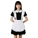 [VitalBloom] ショートエプロン 腰エプロン 大人 子供 男女兼用 シンプル 半身タイプ 大容量ポケット 花屋 カフェ 料理教室用 家庭用 北欧ショートエプロン おしゃれ コスチューム メイドカフェー (フリル, M)