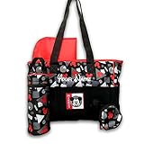 Personalizedディズニーミッキーマウスレッドandブラックwith Shapes Print Tripleフロントポケットベビーダッフルおむつバッグギフトセットwith Zipper Top