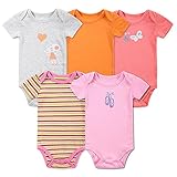 Decdeal 5pcs ベビーロンパースセット 新生児/幼児 女の子 100％コットン 半袖 ベビー服 0-12M