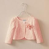 Candykids 子供 用 レース ボレロ コサージュ 付き キッズ フォーマル ドレス 発表会 入園式 結婚式 パーティー (150cm, ピンク)