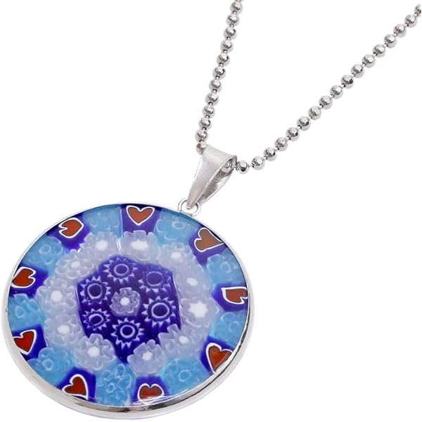 Amazon | ベネチアンガラス ネックレス ミレフィオリ ブラック