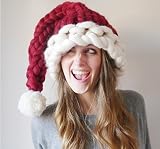 urtoys 1pcsクリスマス帽子サンタクロース帽子子供ソフトウール糸ニットwith Ball for Kids Adultギフトクリスマスパーティー装飾 Adult レッド hh
