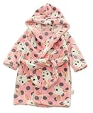 Plus Nao(プラスナオ) ルームウェア 部屋着 バスローブ ガウン アウター フード付き 前開き もこもこ モコモコ ふわもこ 長袖 キッズ 子供 130 ウサギ【ピンク】
