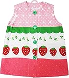 幼児スモック　(ピンク×大きいいちご柄)綿１００％　袖なし前ボタン　前開きスモック　幼稚園　幼児教室　保育園　保育所　かわいいスモック 入園　入学　幼稚園　保育園　小学校