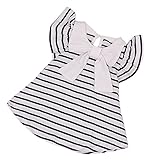 Tovadoo 子供服 女の子 ワンピース フレアスリーブ アンティーク調 縞模様 リボン プリンセス 可愛い 結婚式 子供の日 通学 旅行 0.5-2.5歳