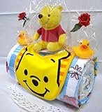 ご出産お祝い＜おむつケーキ＞　人気のロールケーキ風のかわいいおむつケーキ　ディズニーF (くまのプーさん）
