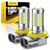 AUXITO H8 H11 H16 H9 LED フォグランプ 車検対応 6500K ホワイト 高輝度 IP68防水 一体型 無極性 2個セット
