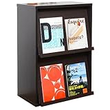 ワイエムワールド　ディスプレイラック 2枚扉 本棚 オープンラック フラップ扉 【色： ブラウン 】