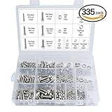 Glarks 335個 フラット六角ステンレスボルト ボルトナットロック およびフラットガスケットワッシャアソートメントキット Glarkによる提供