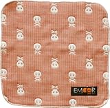 エムール ガーゼハンカチ スカル柄 6重織ガーゼ 23×23cm キャラメルオレンジ