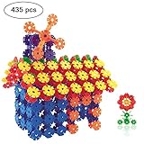 建物ブロック、iDeep 435pcsスノーフレークブロックカラフルConstruction Building Bricks With 12軸プラスチック建物Discs Brains Flakes教育