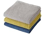 Kosugizen 日毎に （ひごとに） ミニバスタオル BASICカラー GY YE NV 3枚セット 50×100㎝ 薄手で軽量タイプ コンパクト AMZG-450-3A