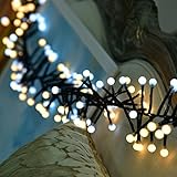 ＴＫＳＴＡＲ装飾ライト、ライトストリング、2色、24メートル、400LED、防水、8フラッシュモードとメモリ機能、クリスマス、庭、カフェ、パーティー、結婚式 JU-LE4003 (白+温白色) [並行