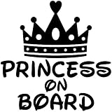 14色 PRINCESS ON BOARD プリンセス お姫様 ステッカー【BABY IN CAR 女の子 GIRL ティアラ】 (ブラック)