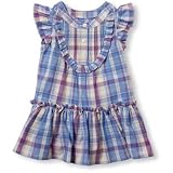 THE CHILDREN'S PLACE(ザ・チルドレンズプレイス) プラッドポプリンドレス&ディッパーカバーセット ブルー ワンピース 0～3ヶ月【並行輸入】