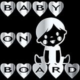 14色 BABY ON BOARD BOY HEART ステッカー【BABY IN CAR 男の子 ハート】 (ミラーシルバー)