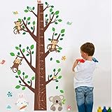 BIBITIME イラスト 森 動物 身長チャート 壁デカール 幼稚園キッズのお部屋 成長測定チャート DIY Size 2899