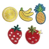 ワッペン アイロン 刺繍 フルーツ C果物5点セット アップリケ 小さめ 5枚セット カラフル 果物 おしゃれ かわいい 入園 入学準備 NYANDELMO ND-0196-R02-CSET