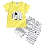 YY-Natuhi ベビー服 子供服 男の子 女の子 上下2点セット 半袖 トップス ズボン トレーナー キッズ服 春夏 幼児 0~3歳 ルームウェア セットアップ ボーイズ かわいい 象柄 シャツ 