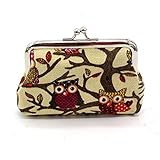 (Khaki) - Creazy Women Lovely Style Lady Small Wallet Hasp Owl Purse Clutch Bag (Khaki)