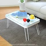 CLARE（クレア） ガラスフォールディングテーブル (ホワイト)