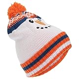 キッズ・子供・ジュニア クリスマスのデザイン ポンポンつきニット帽 ニットキャップ ビーニーハット バブルハット 冬 (ワンサイズ) (スノーマン)