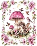 クロスステッチ 刺しゅうキット 上級者 キノコの下にいる 2 匹のハリネズミ,大人クロスステッチキットスタンプ済み刺繍スターターキット上級者DIY初心者向け刺しゅうセット完璧な装飾品-40×50cm