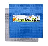 Lego-Compatible Brick Building Base 10'' x 10'' Grey & Blue 2 Baseplates in a set By Brand FUN FOR L