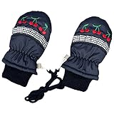 アスナロ（グローブ） ミトン 子供 女児 防寒 スノーミトン 裏フリース フリル 手袋 手首リブ1-2才 ネイビー