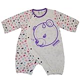 ロンパース コアックマ 長袖 モノグラム カバーオール 男の子 女の子（パープル60cm）