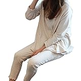Spinas（スピナス) マタニティ 長袖 パジャマ レディース ルームウェア ドット柄 授乳口付 ウエスト調整 産前産後対応 ロングシーズン 2色