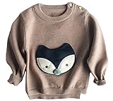 C-Princess フクロウモチーフ ニット セーター 長袖 トップス クルーネック 秋冬 ベビー キッズ 女の子 男の子 かわいい おしゃれ着 お出かけ ブラウン 90