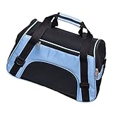 キャリーバッグ 猫 ペットキャリー 犬 バッグ ハウス クッション付き キャット 折りたたみ 旅行 車載 出かけ用品 Meedot ブルー S