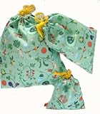 巾着　袋 子袋　整理袋　ポーチ　小物入れ　ベビー用品 ベビー雑貨　布製袋＝出産祝いやギフトにもどうぞ (グリーン)