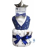 [enicy] おむつケーキ ラルフローレン 出産祝い 男の子 女の子 ギフトセット (ラルフ男の子スタイル(星柄セット), おむつMサイズ(パンパース18枚))