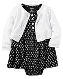 カーターズ Carter's 正規品 ワンピース セット ☆モノトーン☆ワンピース型 ロンパース＆長袖カーディガン2点セット 6M(65-70cm)