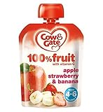 Cow & Gate Apple, Strawberry & Banana 100% Fruit with Vitamin C from 4-6 Months 80g (Pack of 2) - 牛＆