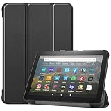 【タッチペン / 専用フィルム2枚付】Fire HD 8 / HD 8 Plus 2024 / 2022 / 2020 第12世代/ 第10世代 スマートケース カバー 手帳型 PUレザー 2024改良モデル対応 Fire HD 8 タブレット ケース 3つ折りスタンド機能 軽量 薄型設計 オートスリープ機能付き 傷つき防止 防指紋 耐衝撃 (T0237-Black)