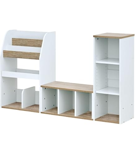 【新品】絵本棚+収納ラック 3段セット パイン材 組み合わせ自由 Amazon｜OSJ 絵本棚 天然木 三段 3段 組み替え自由 おもちゃ箱 木製