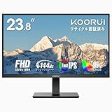 KOORUI モニター 24インチ 144Hz フルHD 1920x1080 IPSパネル 非光沢 ブルーライト軽減 フレームレス sRGB 99%/Adaptive Sync /HDMI1.4*1/VGA*1/オーディオアウト VESAマウント対応 E2411K