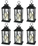 Decorativeブラックランタン – LEDちらつきフレームレスキャンドルPillar Candle with 5時間タイマーIncluded – インドア/アウトドアランタン – 13 " – 