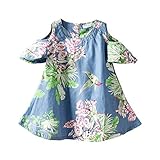 泥Kingdom Little Girl 's花柄shoulder-lessデニムドレス カラー: ブルー