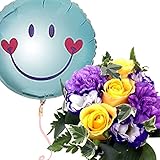 バルーンフラワー ノーブルムーン 浮かぶバルーンと生花アレンジのセット 誕生日 記念日 開店祝い などに (男の子誕生祝い)